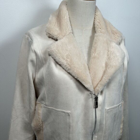 NWT Lulu's Your Moment Suede Cream Aviator Jacket Soft Women's Size Medium - Picture 3 of 9